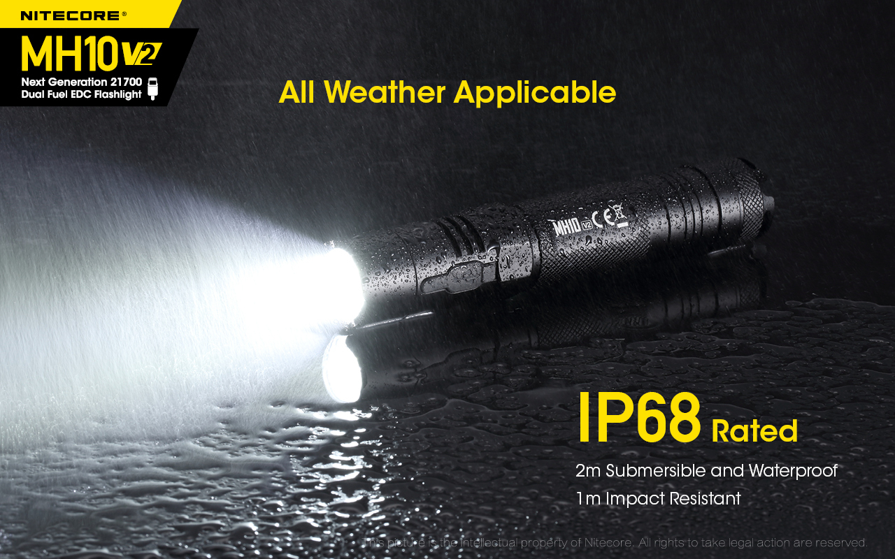 Nitecore MH10 V2  XP-L2 V6 LED 1200 Lumens USB-C Rechargeable Tactical Flashlight