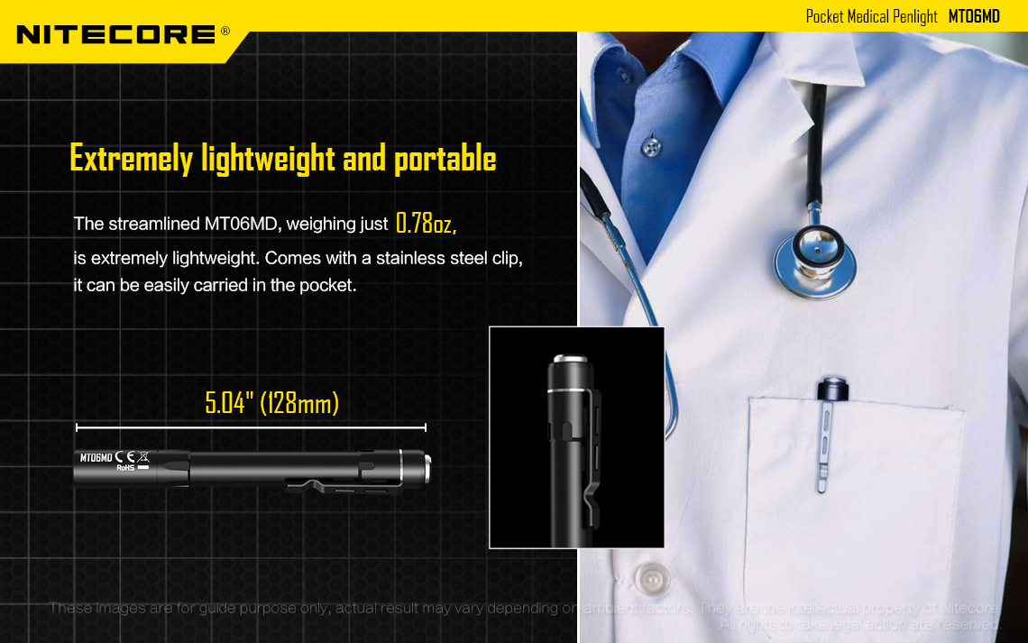 Nitecore MT06MD Nichia 219B LED 180 Lumens High CRI Medical Penlight