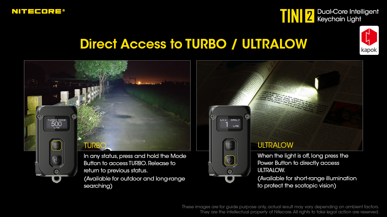 Nitecore TINI2 2x OSRAM P8 LED 500 Lumens Rechargeable Keychain USB-C EDC Light