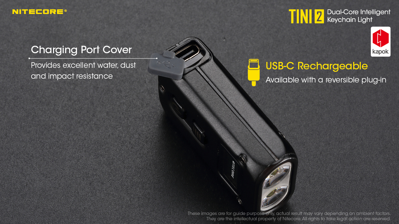 Nitecore TINI2 2x OSRAM P8 LED 500 Lumens Rechargeable Keychain USB-C EDC Light