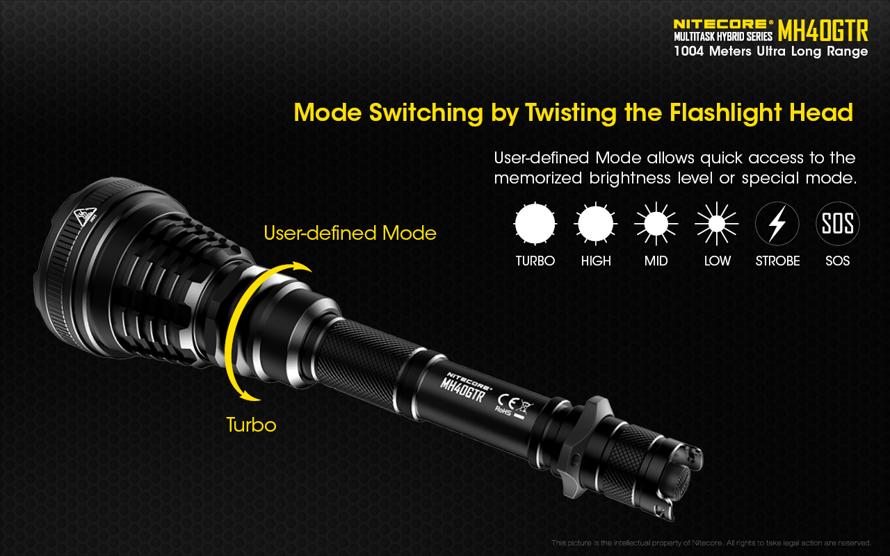 Nitecore MH40GTR  XP-L HI V3 LED 1200 lumen Long Throw Flashlight Tactical Flashlight