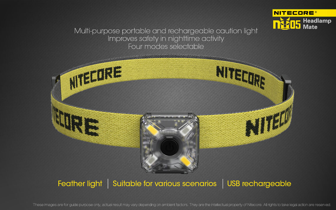 Nitecore NU05 Four High-Performance LEDs Rechargeable LED Safety Light With Red Light Headlamp Bike Light