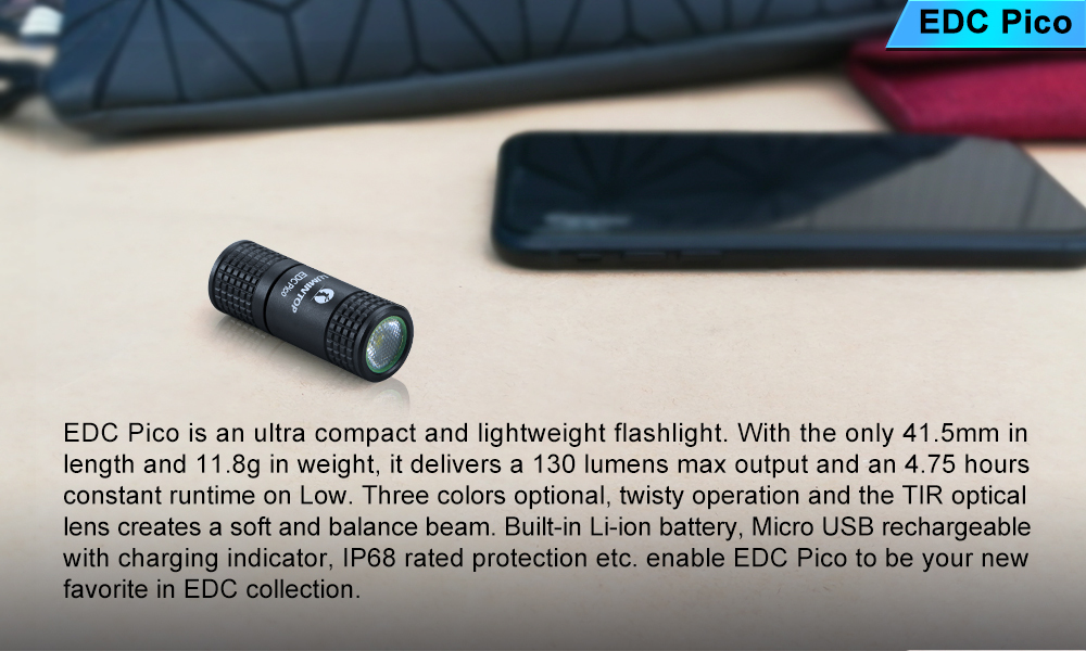 Lumintop EDC Pico Everyday carry lights 130 lumens Rechargeable Keychain Flashlight