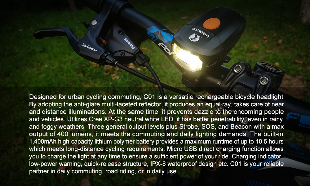 Lumintop C01 Rechargeable 400 Lumens Bike Light