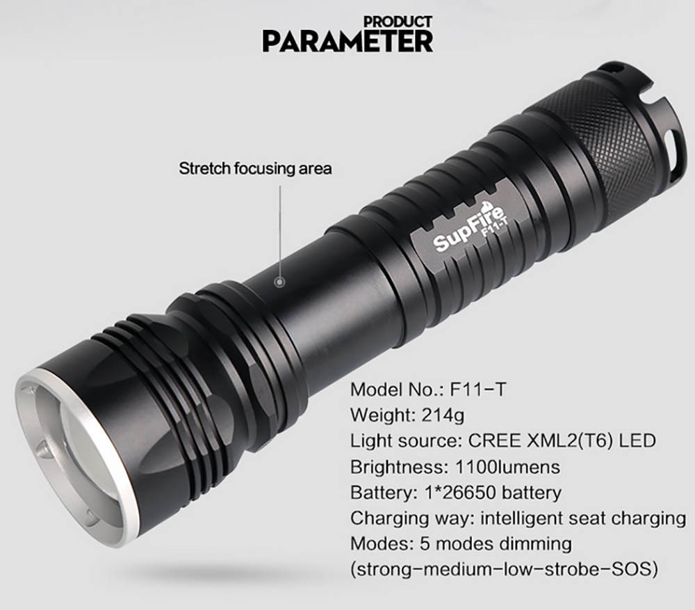 SupFire F11-T 1100 lumens Tactical Flashlight