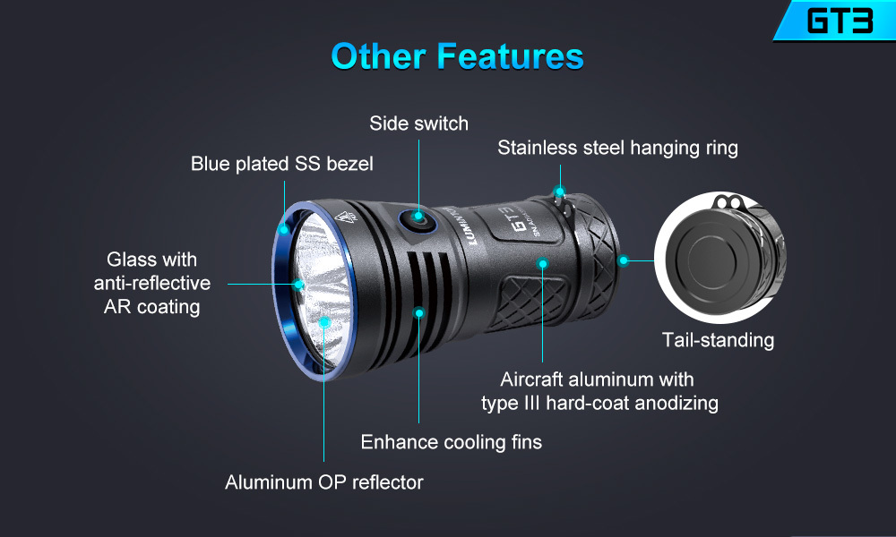 Lumintop GT3 3 x XHP70.2 18000 Lumens Flashlight