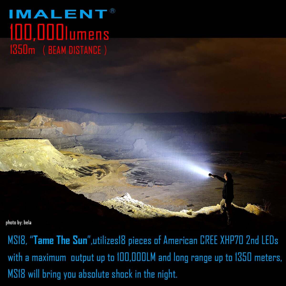 Imalent MS18 18 x CREE XHP70.2 100,000 Lumens Search Flashlight
