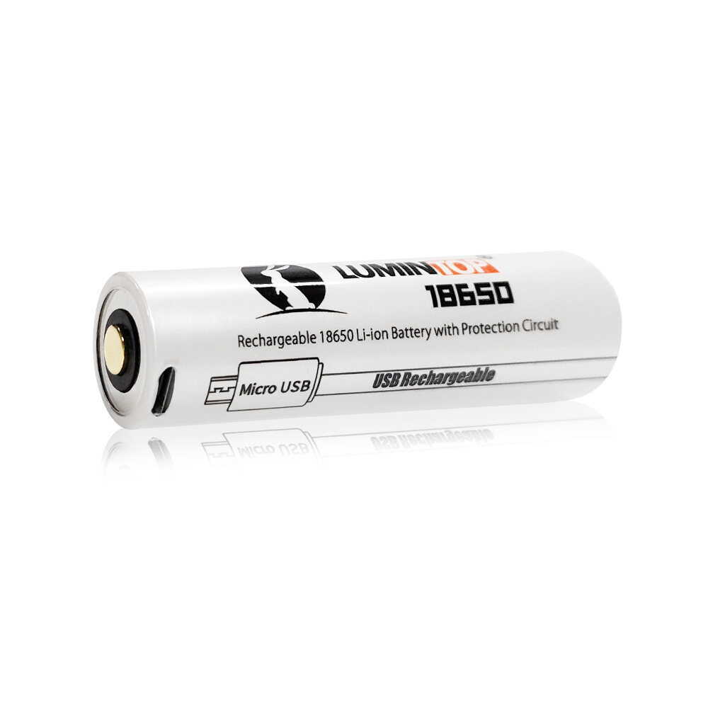 Lumintop micro-USB rechargeable 3400 mAh 18650 Li-ion battery