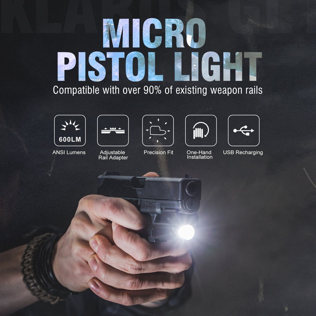 Klarus GL1 600 Lumens Micro Pistol Tactical Flashlight