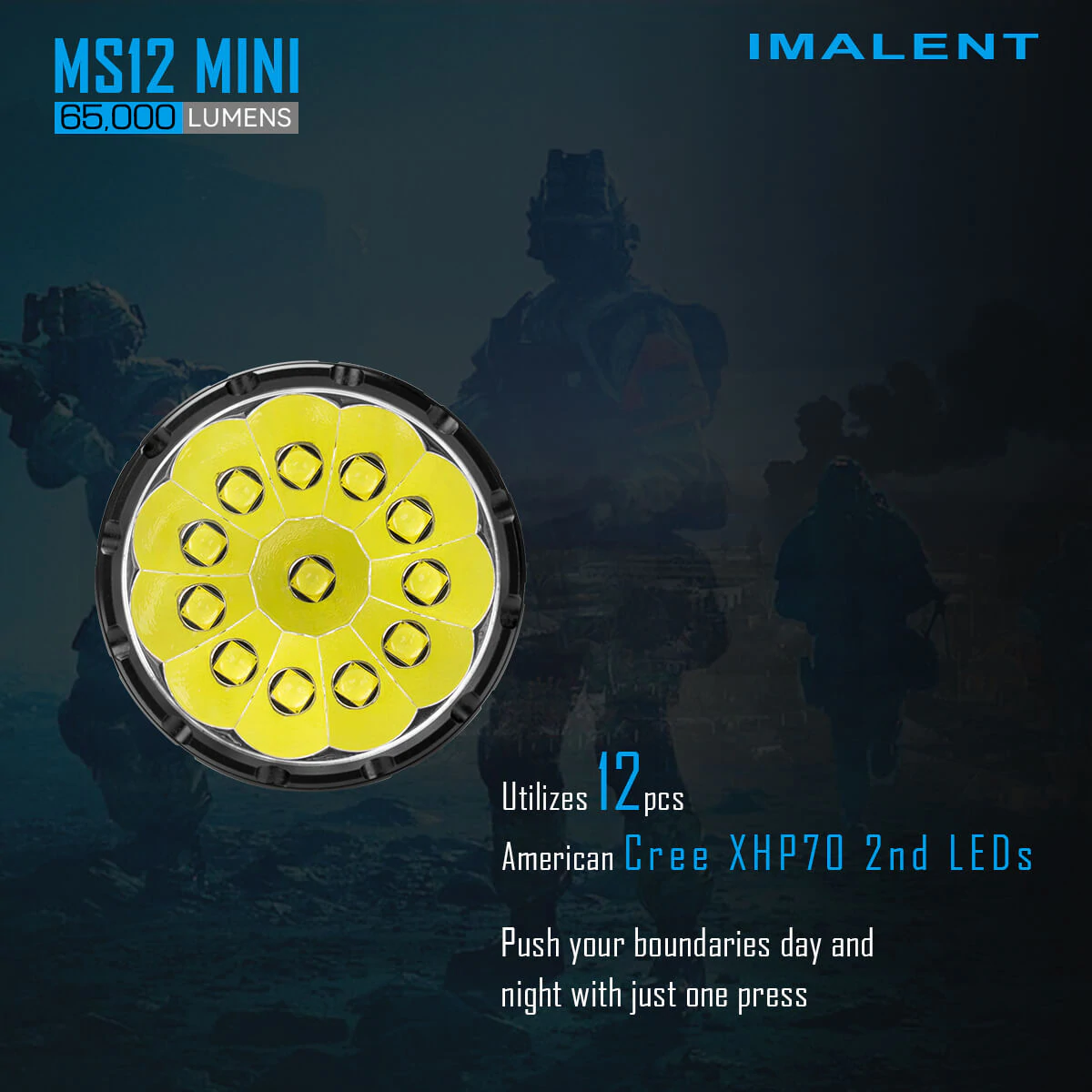 Imalent MS12 MINI 12 x CREE XHP70.2 65000 Lumens 1036 Meters Flashlight
