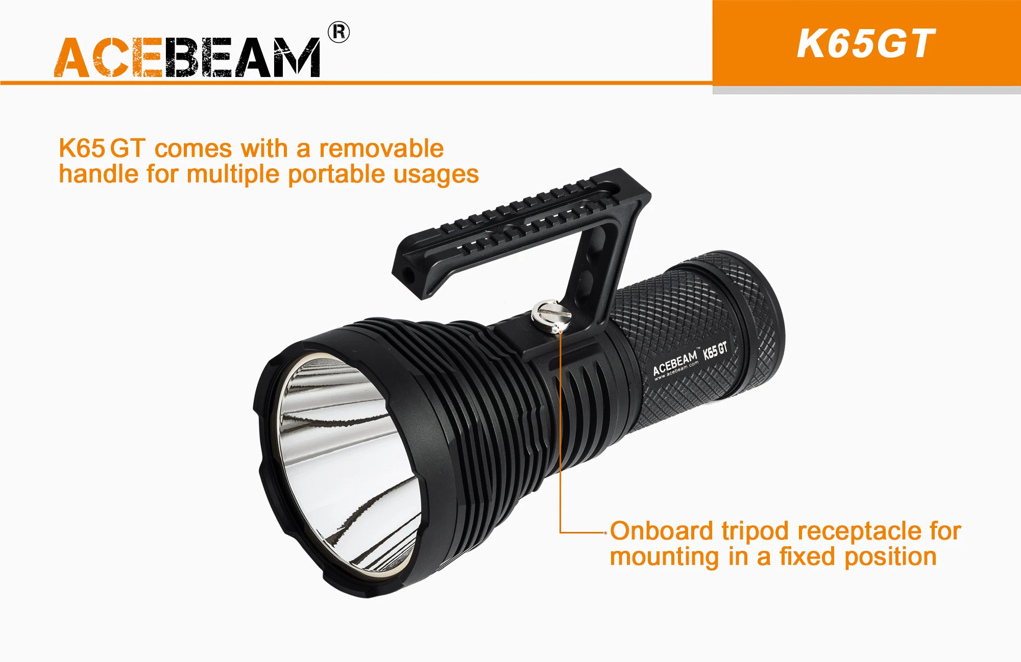 Acebaem K65GT 1 x LUMINUS SBT-90-GEN2 LED 6500 Lumens Professional Grade Searchlight