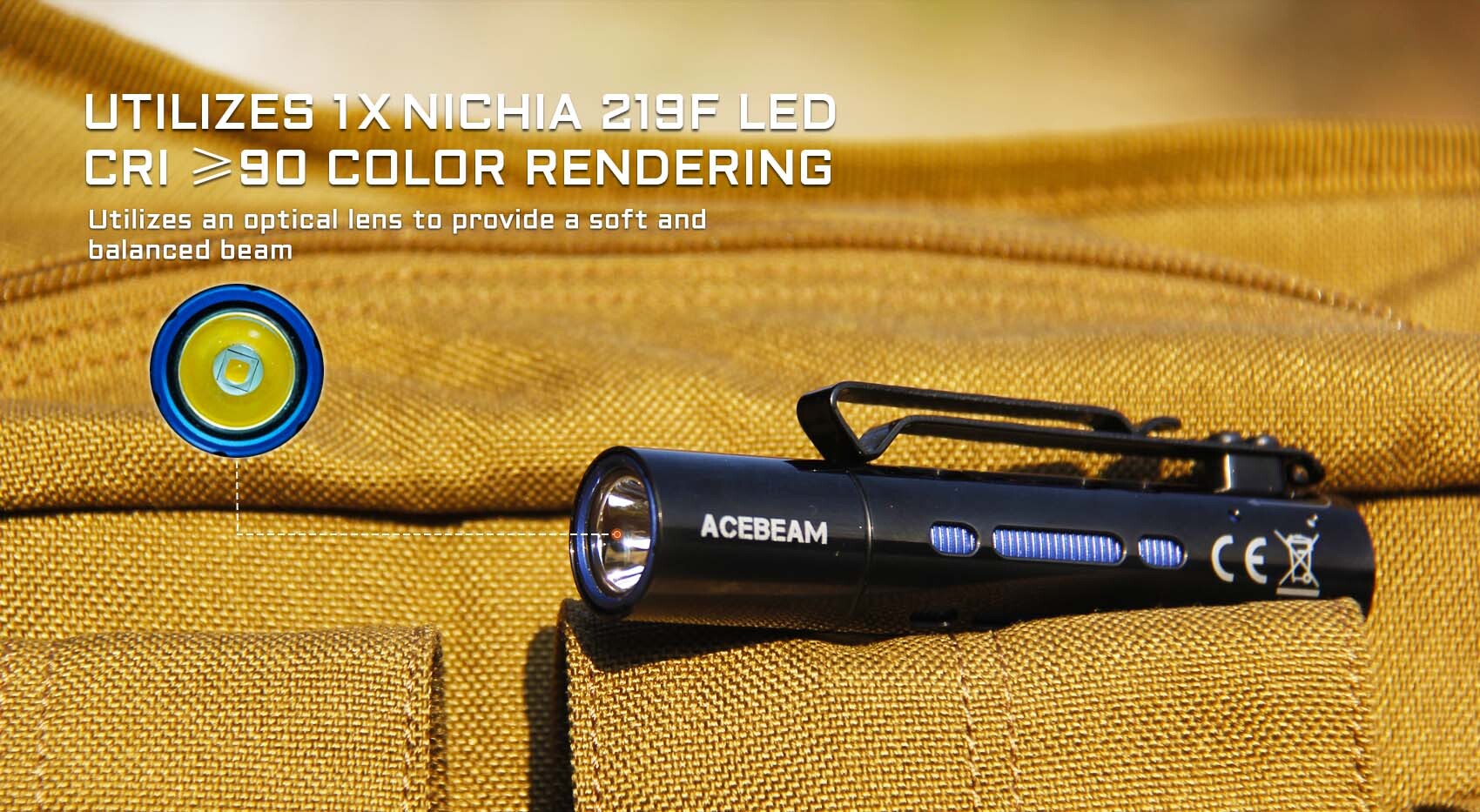 Acebeam Rider RX Nichia 219F LED, high CRI90, Neutral 5000K  EDC 650 Lumens AA Flashlight