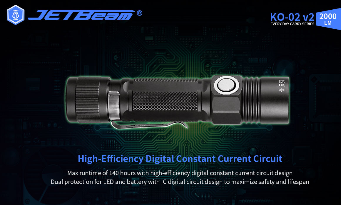 JETBeam KO-02 V2  XHP35 LED 2000 Lumens EDC Flashlight