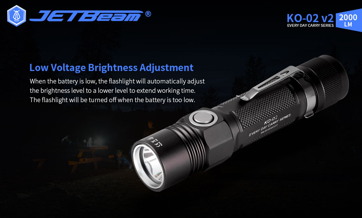JETBeam KO-02 V2  XHP35 LED 2000 Lumens EDC Flashlight
