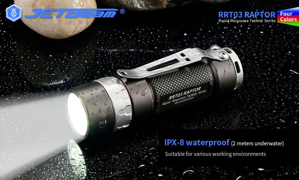 JETBeam RRT03 3*CREE XP-G3 / 3*NICHIA 219C LED 1400 Lumens Magnetic Control Ring Tactical Flashlight (Extenders)