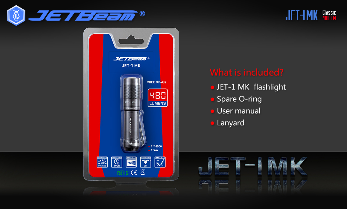 JETBeam JET-I MK  XP-G2 480 Lumens Mini EDC Flashlight