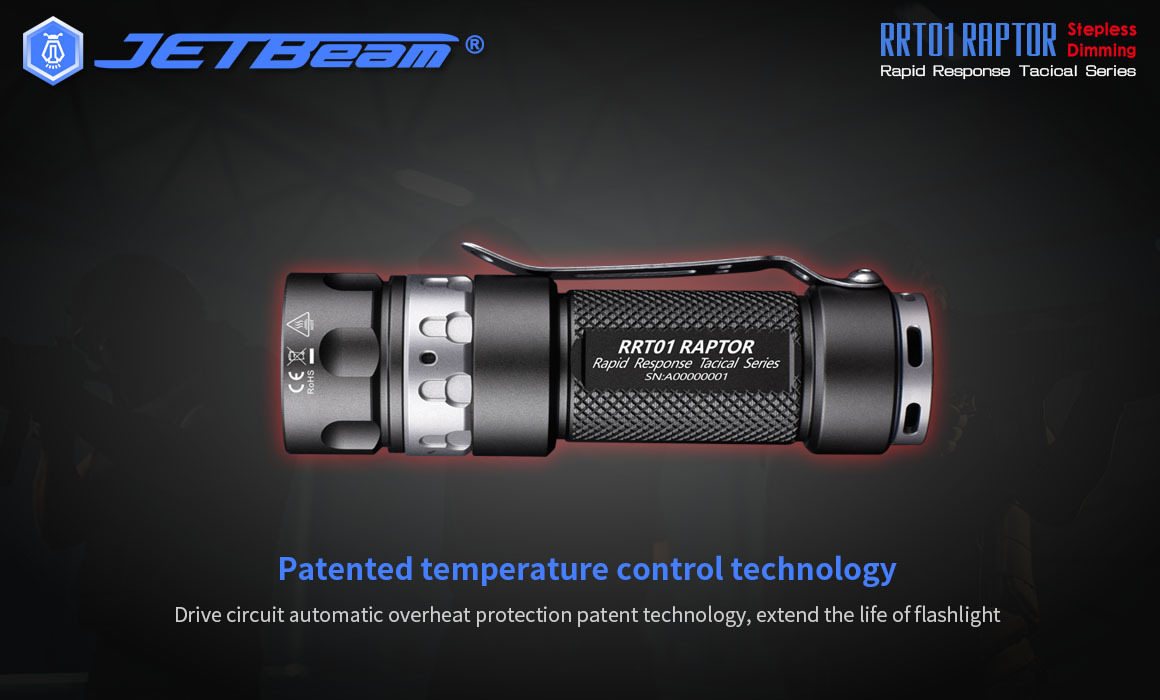 JETBeam RRT01 RAPTOR  XP-L /Nichia 219C LED 950 Lumens Tactical Flashlight
