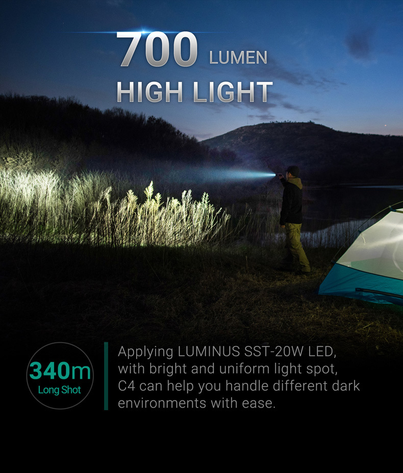NEXTORCH C4 Luminus SST-20W LED 700 Lumens 18650 EDC Flashlight