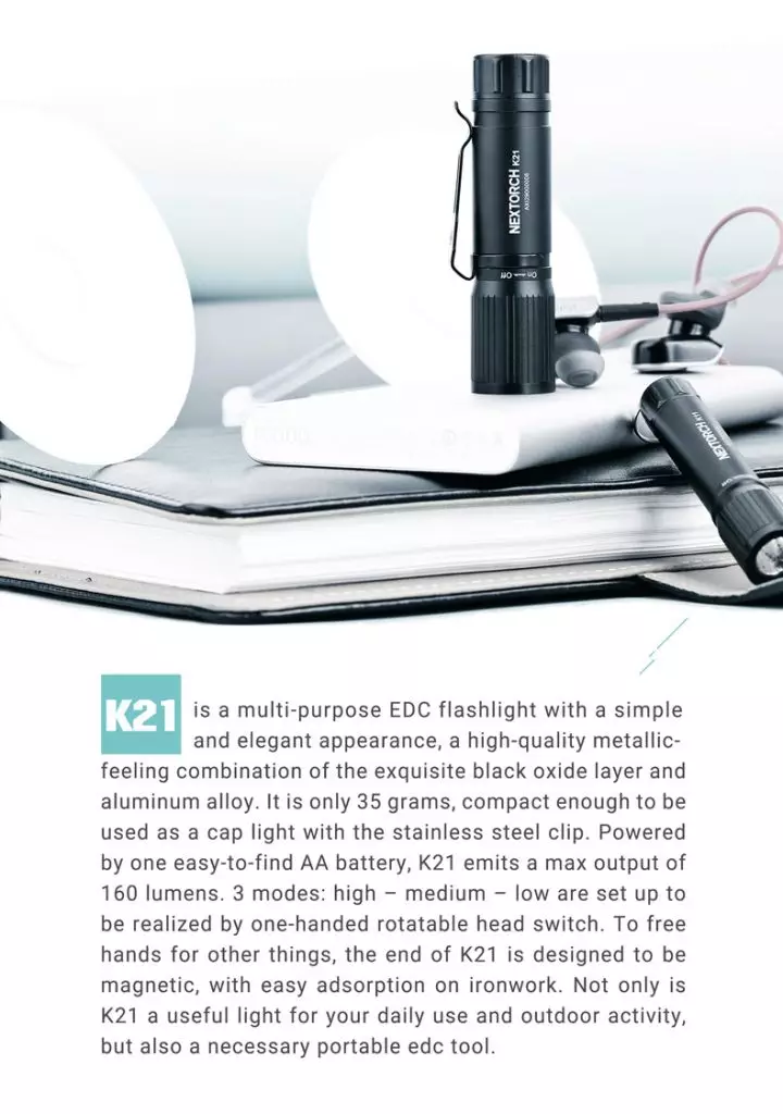 NEXTORCH K21 CREE® XP-G3 LED 160 Lumens Rotary Magnetic 1 X AA EDC Flashlight