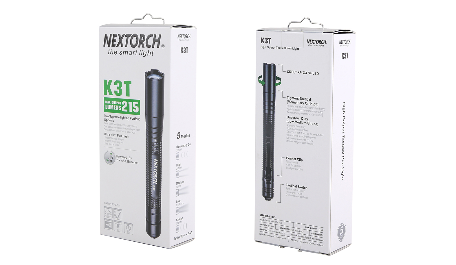 NEXTORCH K3T XP-G3 S4 LED 215 Lumens Tactical Penlight