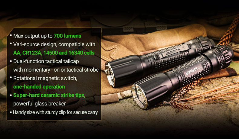 NEXTORCH TA15 V2.0 OSRAM P9 LED 700 Lumens Multi-Battery-Solutions Tactical Flashlight
