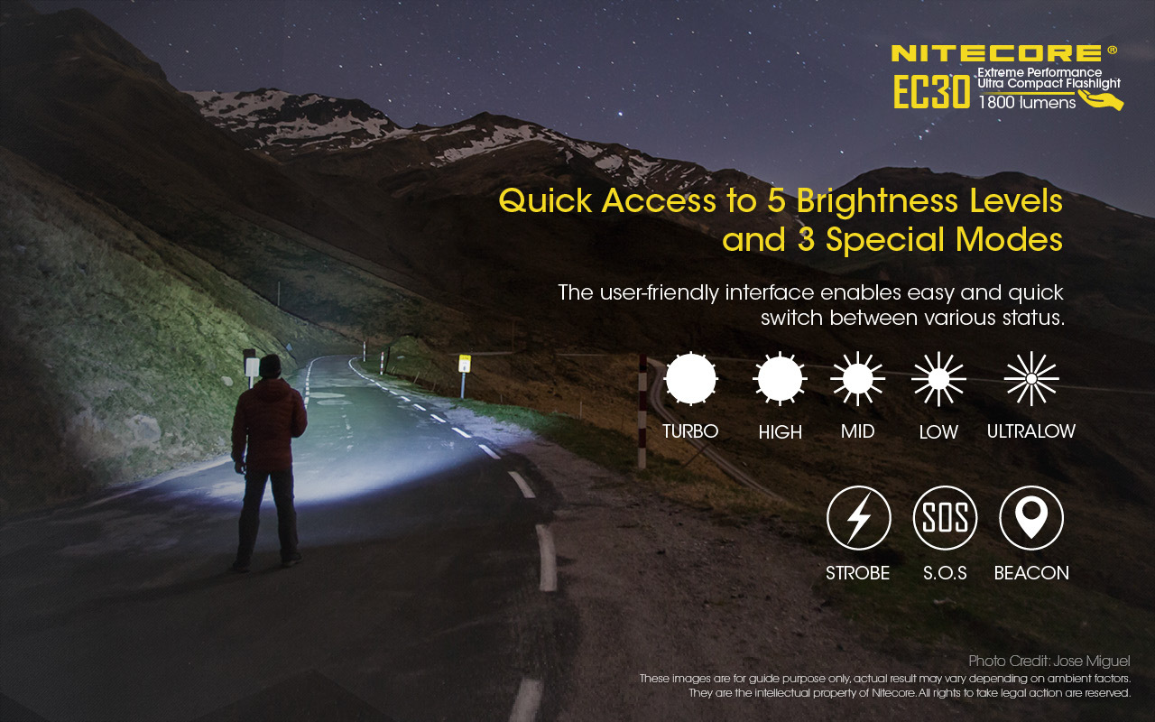 Nitecore EC30  XHP35 HD LED 1800 Lumens Tactical Flashlight