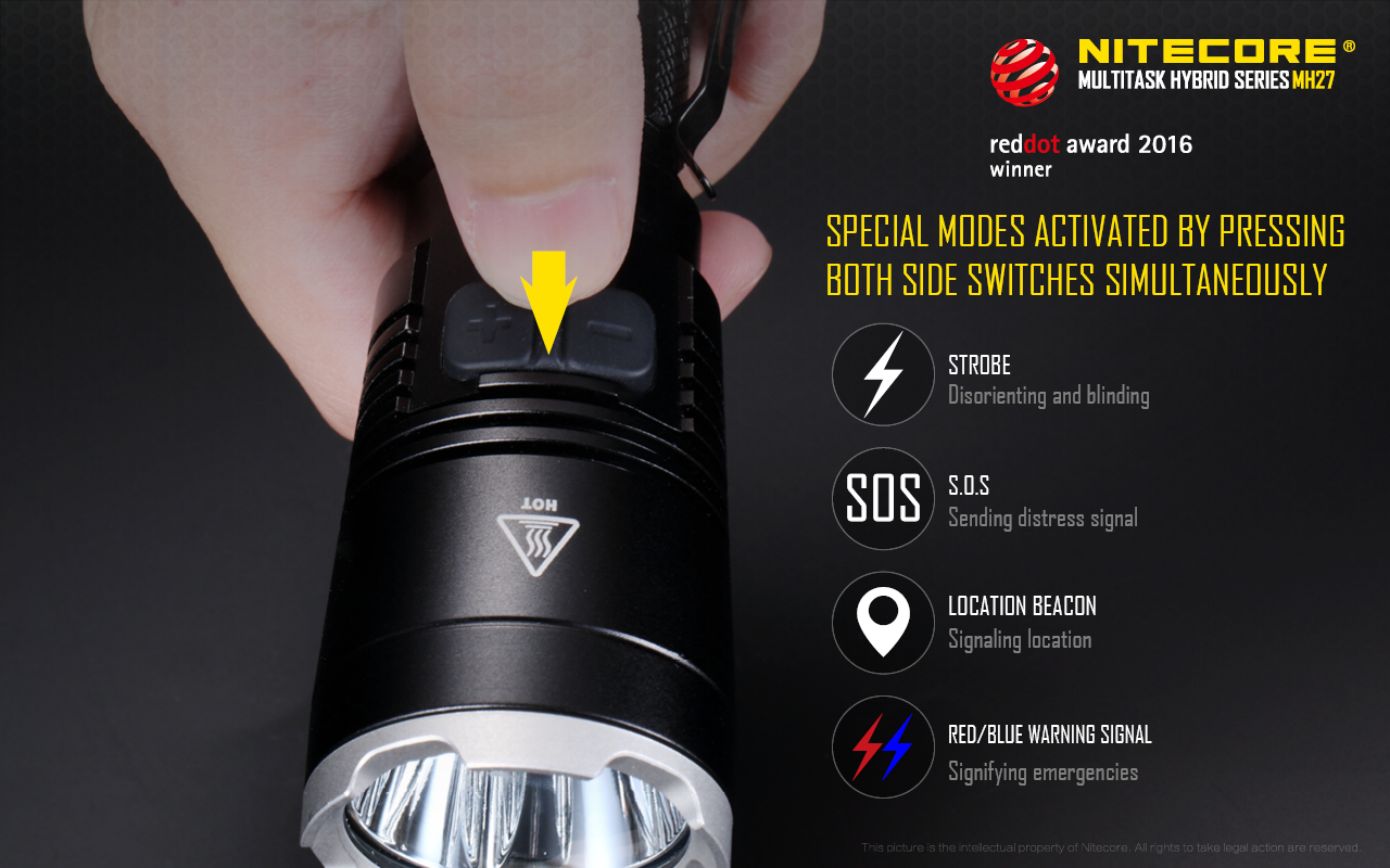 Nitecore MH27  XP-L HI V3 1000 Lumens Hunitng Flashlight