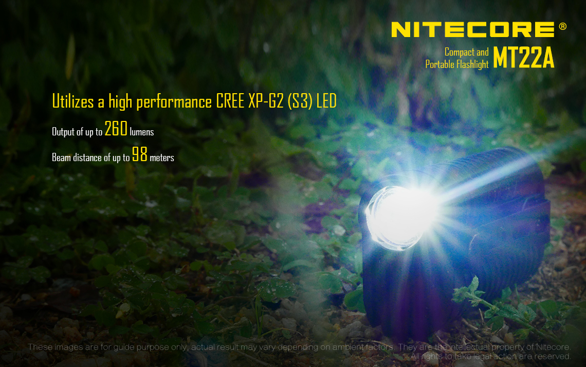 Nitecore MT22A  XP-L HD V6 LED 260 LUMENS EDC Flashlight
