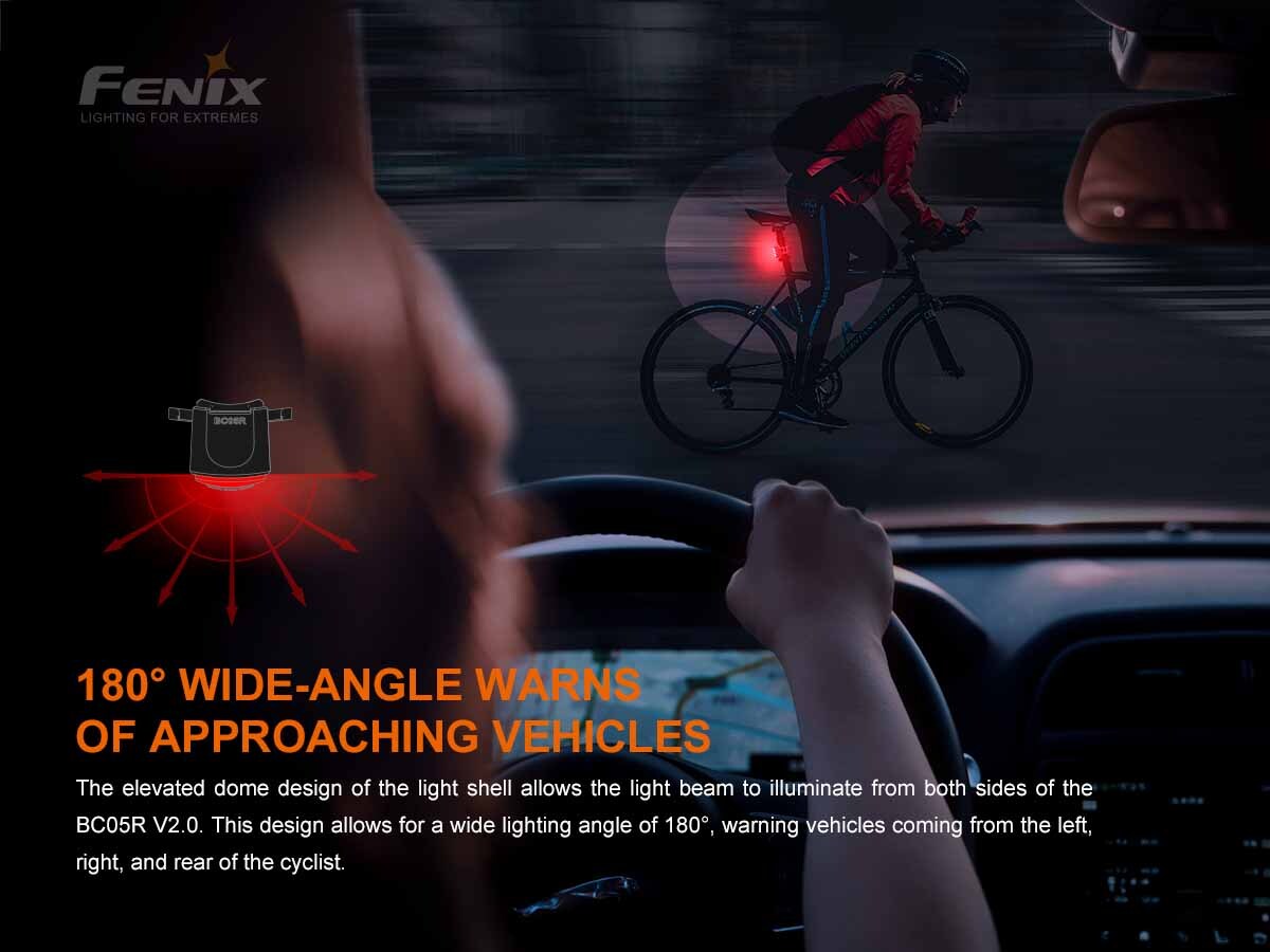 Fenix BC05R V2.0 15 Lumens Rechargeble Bike Tail Lights Red Light Green Light
