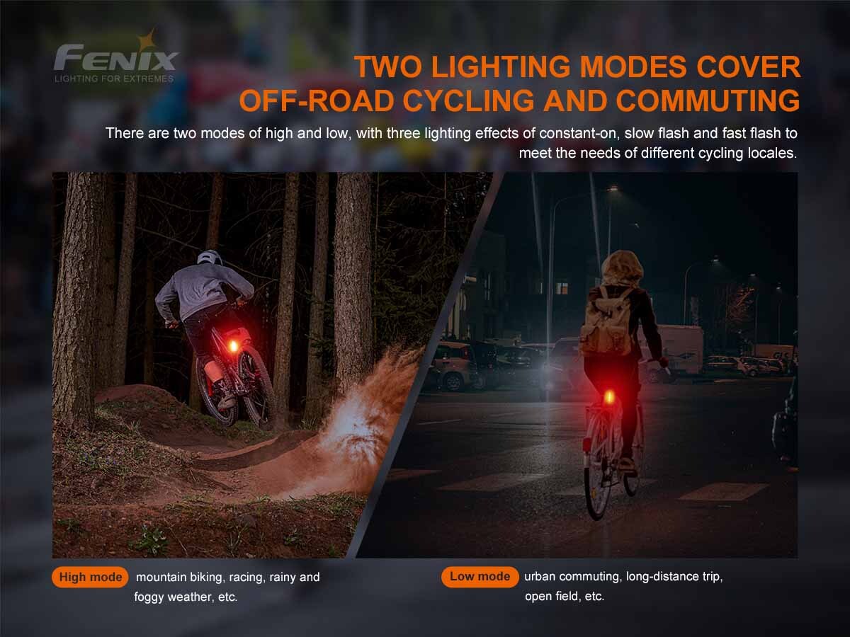 Fenix BC05R V2.0 15 Lumens Rechargeble Bike Tail Lights Red Light Green Light