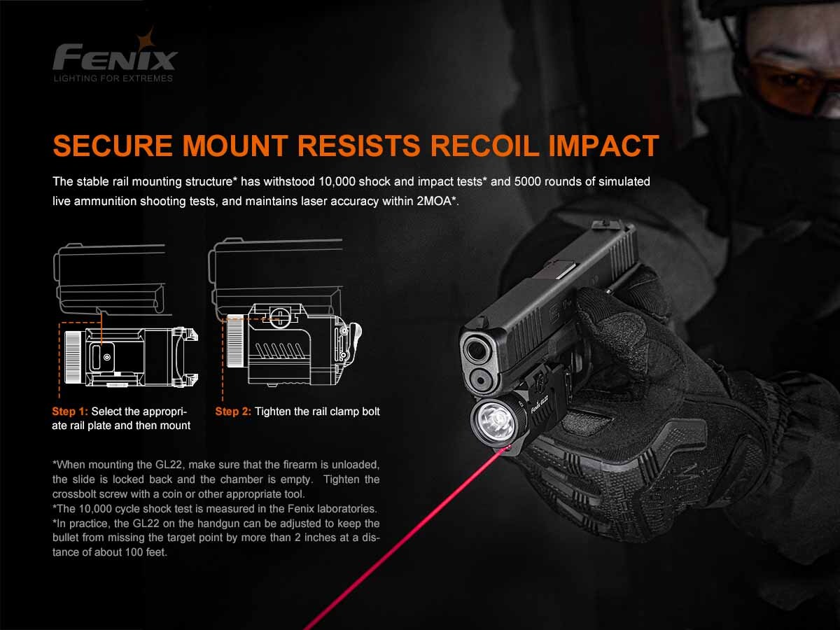 Fenix GL22 Luminus SST20 LED 750 Lumens Red Laser Tactical Flashlight
