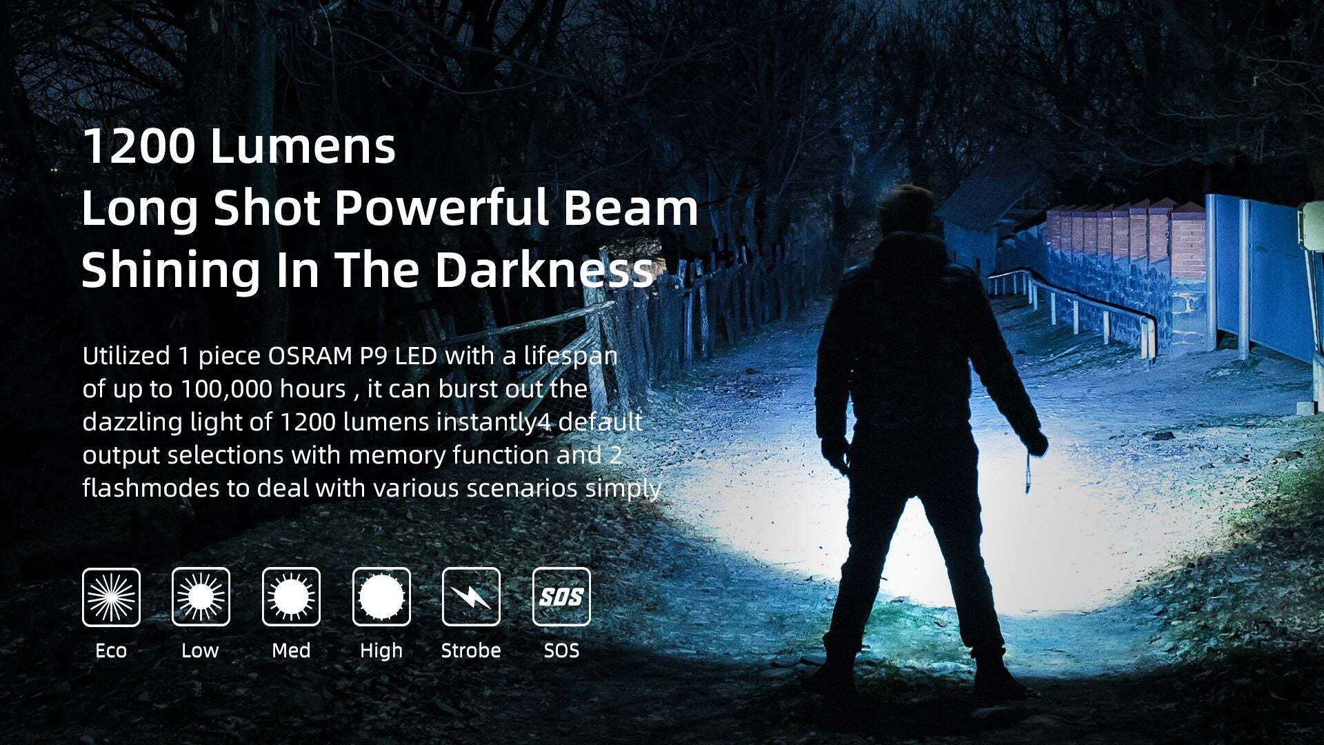 Wuben C3 1 * OSRAM P9 LED 1200 Lumens EDC Flashlight