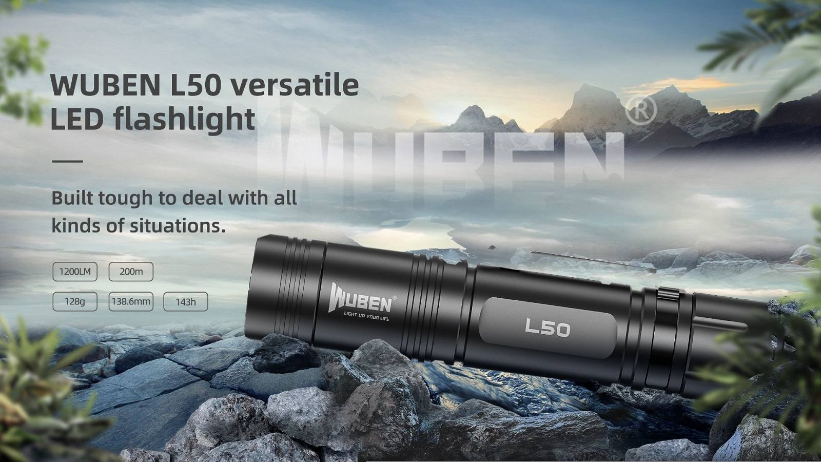 Wuben L50 OSRAM P9 LED 1200 Lumens Rechargeable 18650 EDC Flashlight