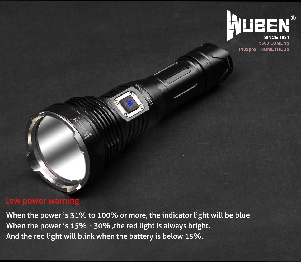 Wuben T102 Pro Prometheus Cree XHP70 led Max 3500 Lumens LED Flashlight