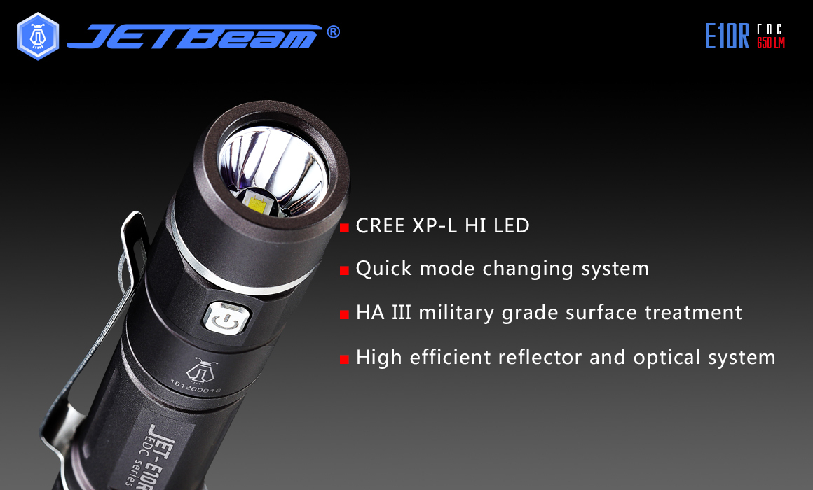 JETBeam E10R  XP-L HI LED 650 Lumens EDC Flashlight