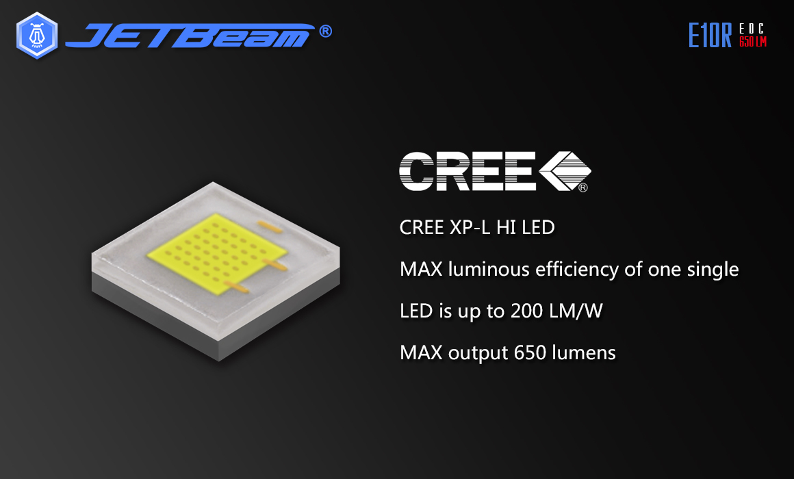 JETBeamE10R CREE XP-L HI LED 650 Lumens EDC Flashlight