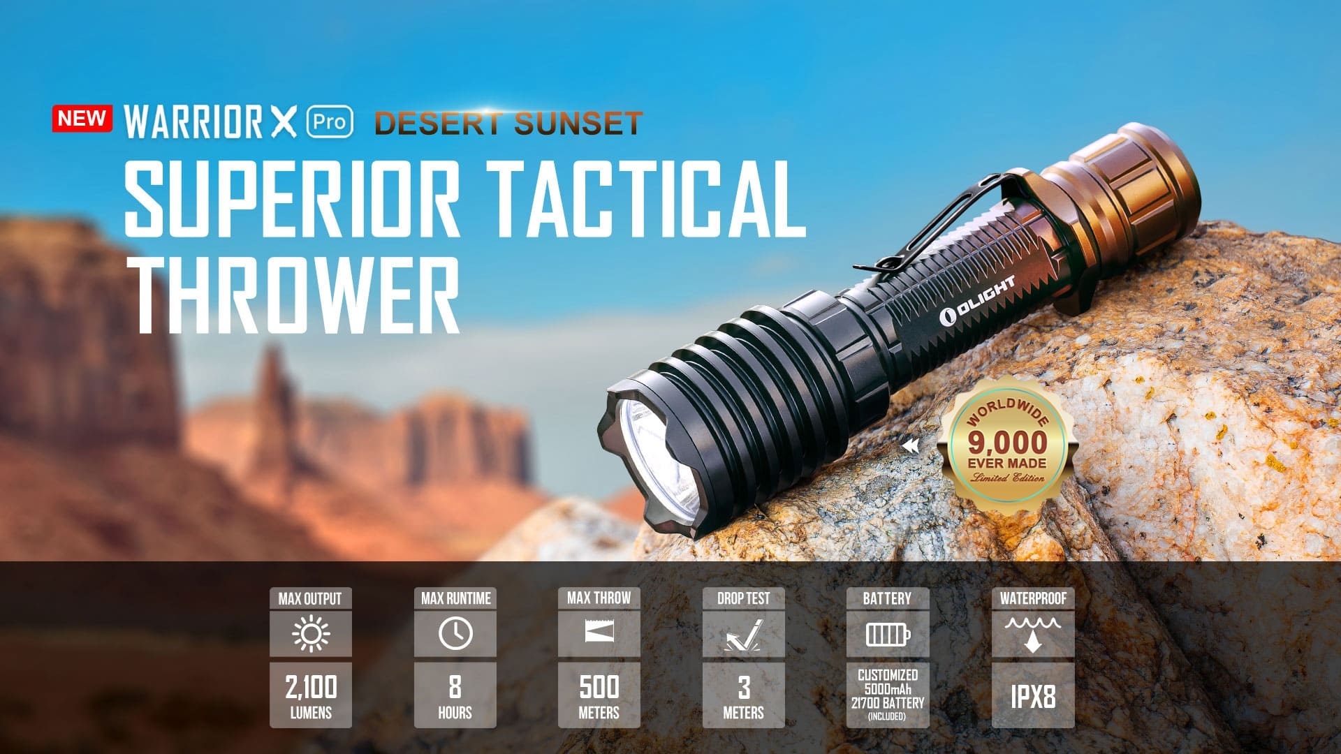 Olight Warrior X Pro CREE XHP35.2 2100lm 500m Thrower Tactical Flashlight