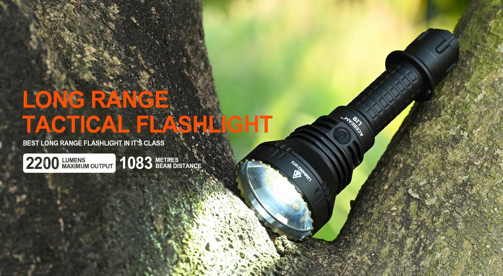 Acebeam L19 2.0 1 x US imported SFT40 HI white LED 2200 lumens Long Range Flashlight