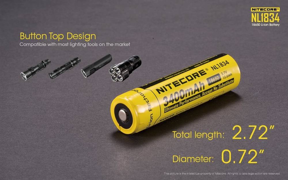 Nitecore 2300mAh / 2600mAh / 3200mAh / 3400mAh / 3500mAh Rechargeable Liion Battery