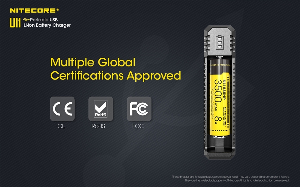 Nitecore UI1 USB Charger, for 18650, 21700, 18350, 20700 etc Batteries