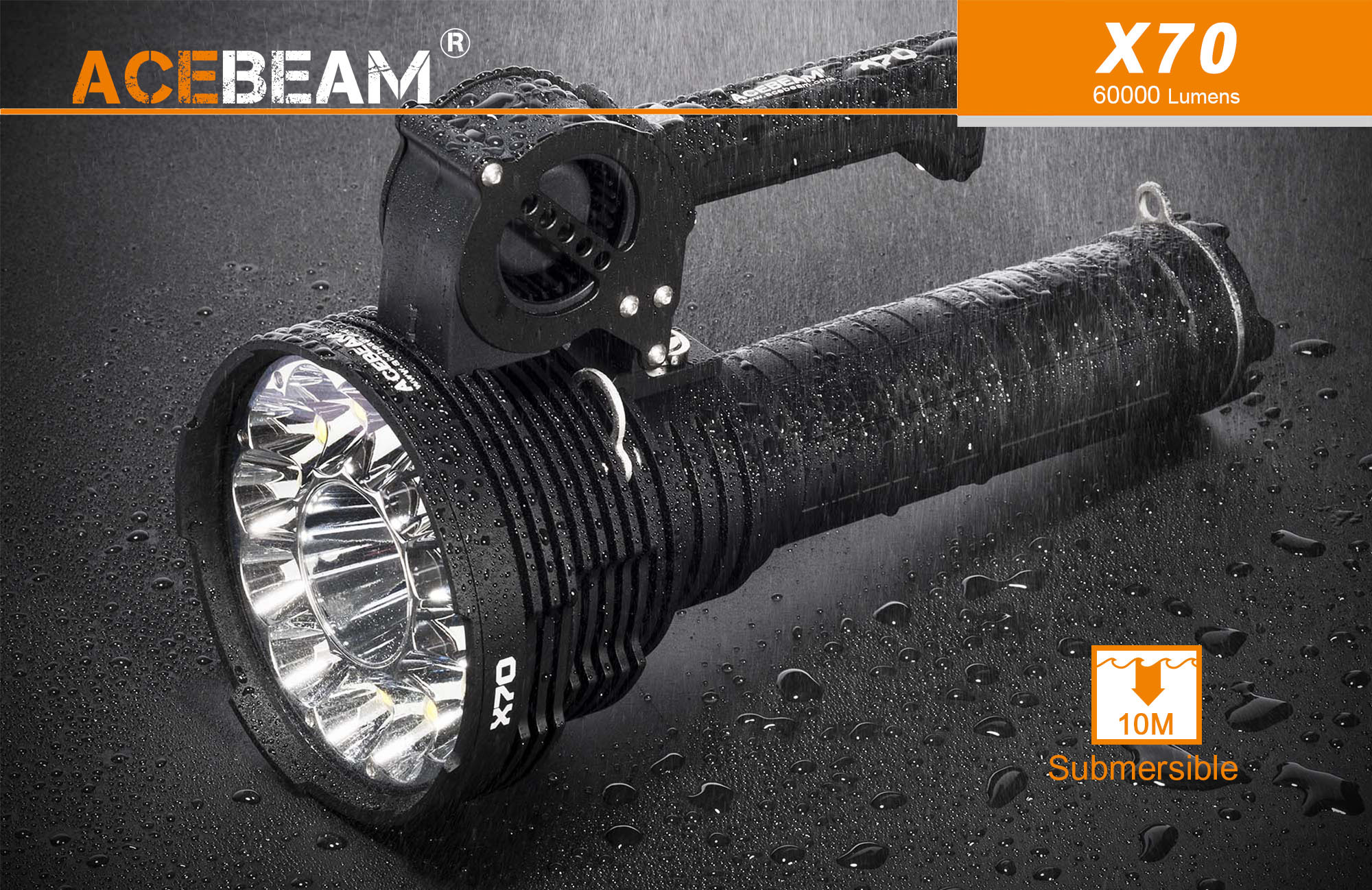 Acebeam X70 High Power LED 60000 Lumens Brightest Search Light