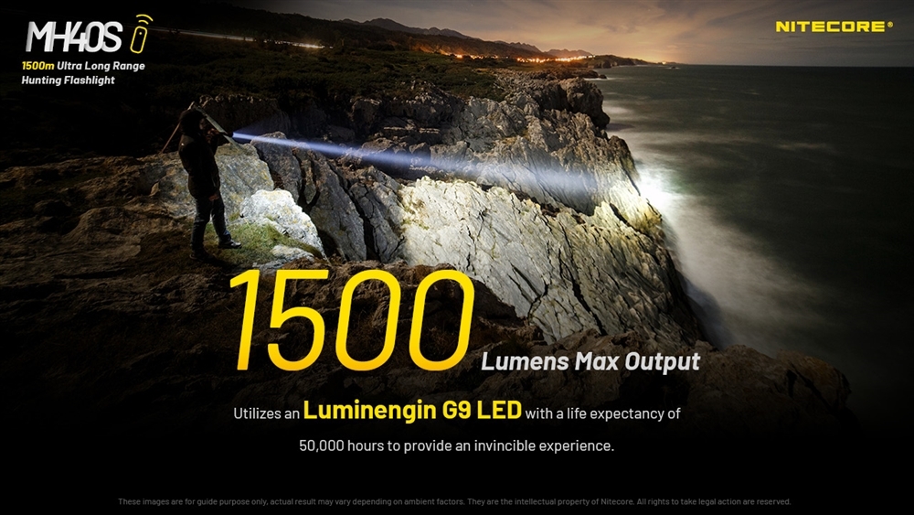 Nitecore MH40S Luminengin G9 LED 1640 Yards Long Throw Rechargeable Flashlight