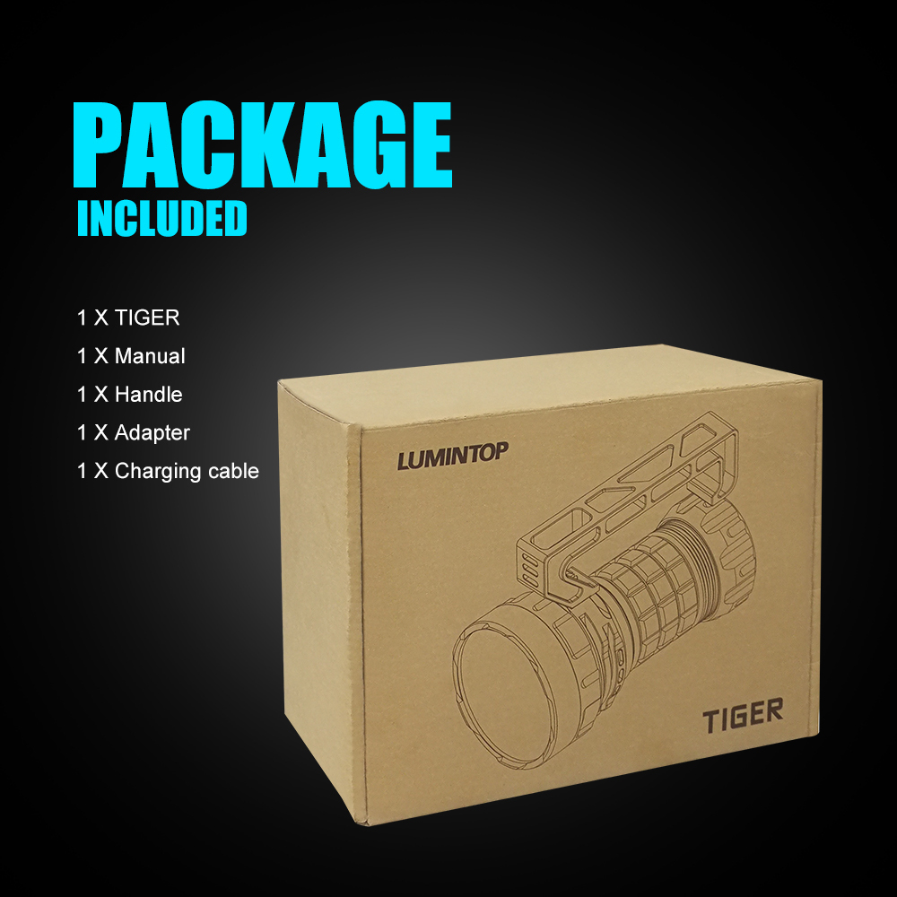 Lumintop Tiger 1* XHP70.3 HI+7* XHP70.2 HD LEDs 58000lm 1315m 21700 Flood Thrower Flashlight