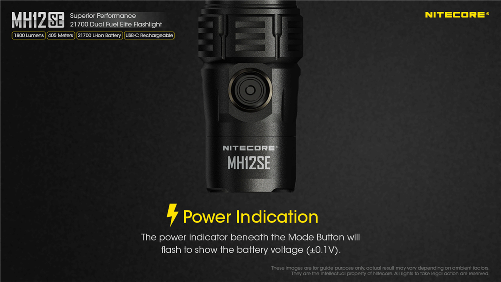 Nitecore MH12SE Luminus SFT-40-W LED 1800 Lumen USB-C Rechargeable Flashlight