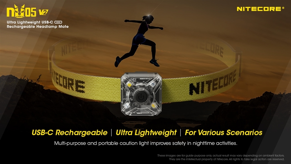 Nitecore NU05 v2 USB-C Rechargeable Red White Safety Light Headlamp