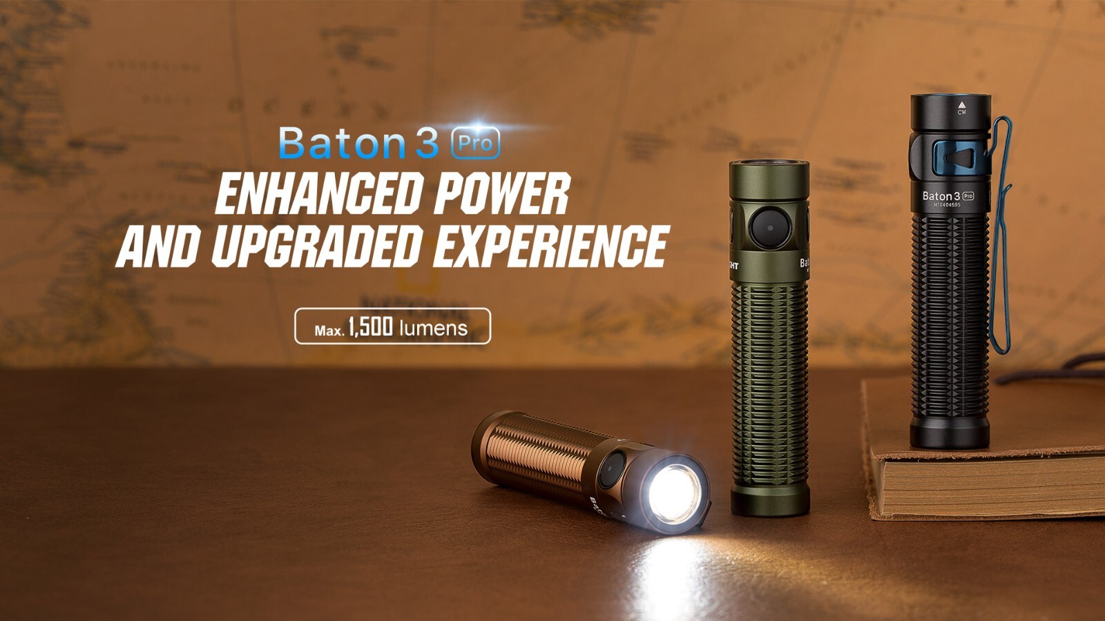 Olight Baton 3 PRO High Performance CW / NW LED 1500 LumensRechargeable EDC Flashlight