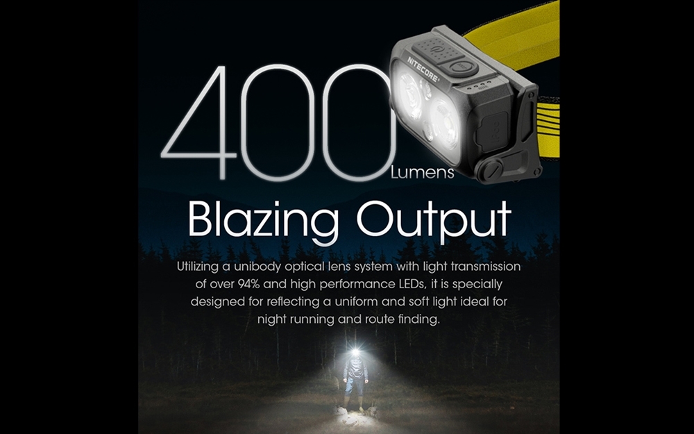 Nitecore NU25 400 Lumens 3 Light Sources Available Ultralight Rechargeable Headlamp