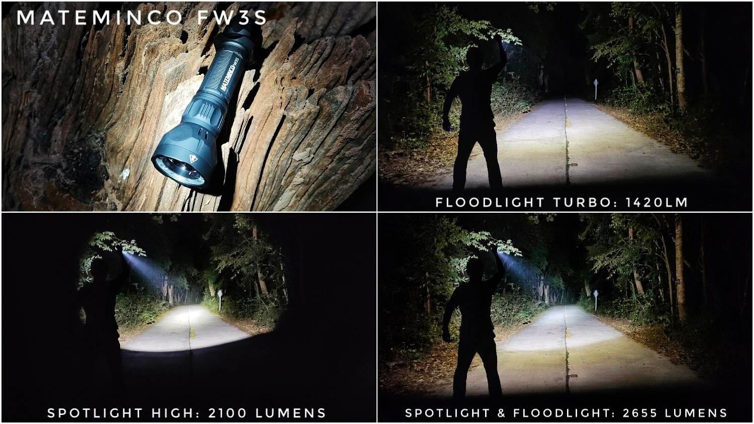 Mateminco FW3S 2655 Lumens 616 Meters Floodlight+Spotlight Long Thrower LED 21700 Flashlight