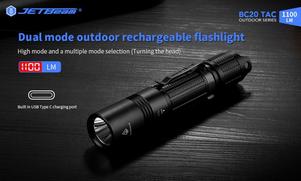 JETBeam BC20-TAC XP-L HI LED Outdoor Rechargeable Flashlight