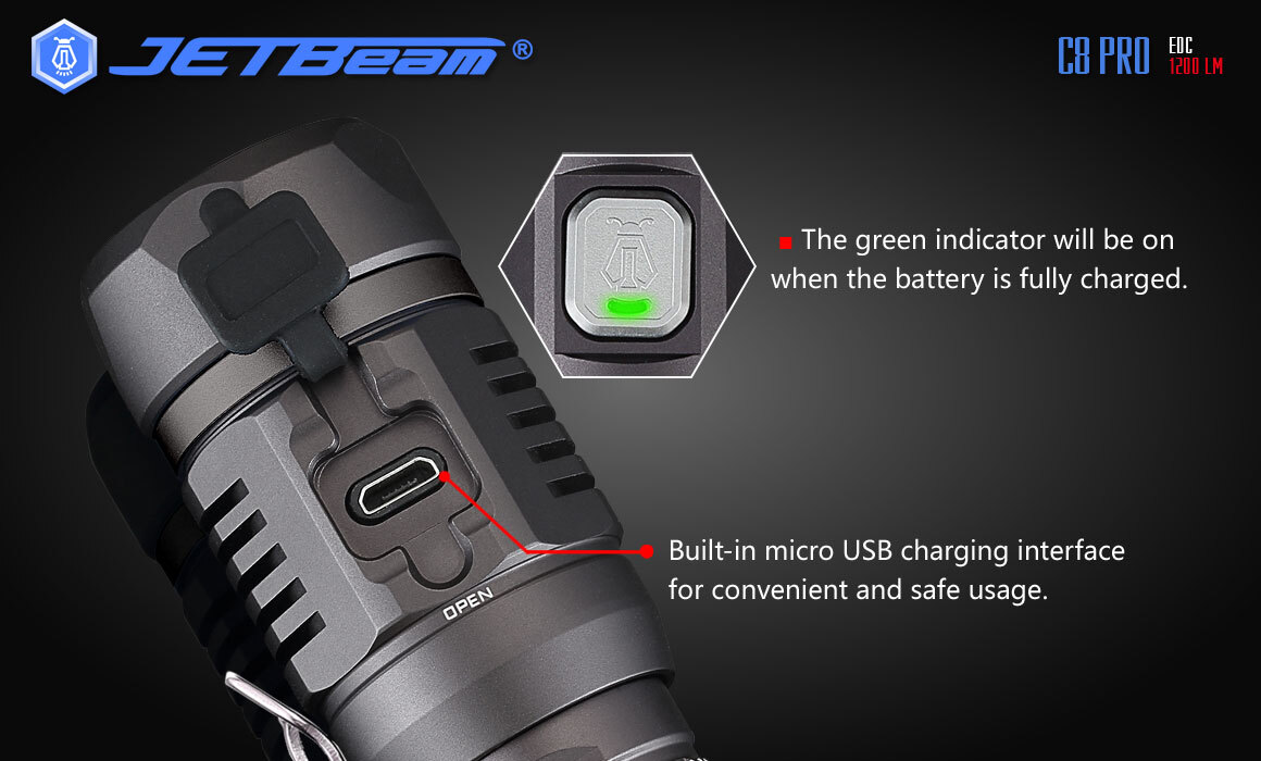 JETBeam C8 PRO SST40 N4 BC LED 1200 Lumens Outdoor Flashlight